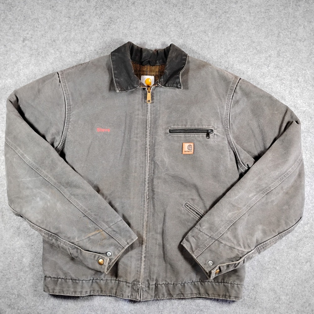Carhartt J97 GVL Detroit Jacket Gravel Grey Mens Large Tall Blanket Lined Zip
